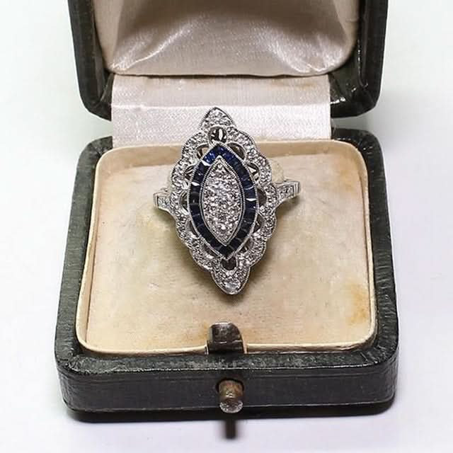 Women Sapphire Rhinestone Engagement Ring Reluova