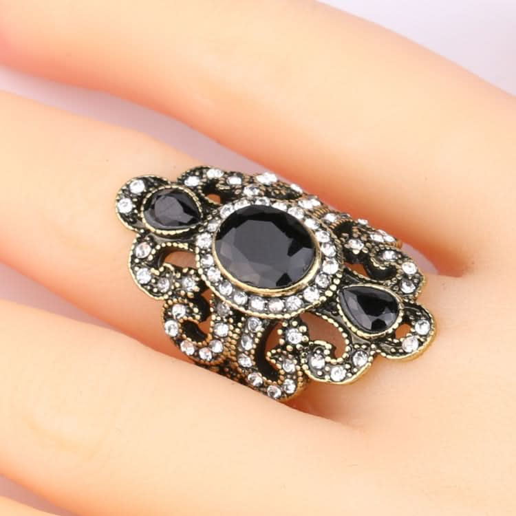 Vintage Ethnic Style Exquisite Carved Inlaid Acrylic Resin Hollow Ring Reluova