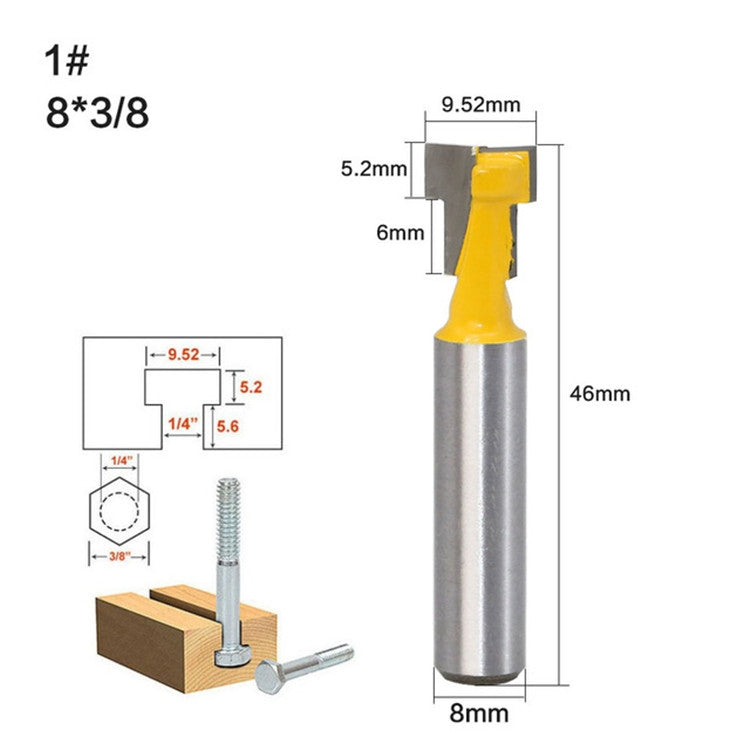 Woodworking Milling Cutter 8-handle Keyhole Cutter Photo Frame Wall-mounted T-type Keyhole Cutter