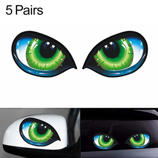 5 Pairs D 601 3D Stereo Reflective Cat Eyes Car Sticker Car Auto Side Fender Eye Stickers Adhesive Creative Rearview Mirror Decal, 12x7.5cm ÎҵÄÉ̵ê