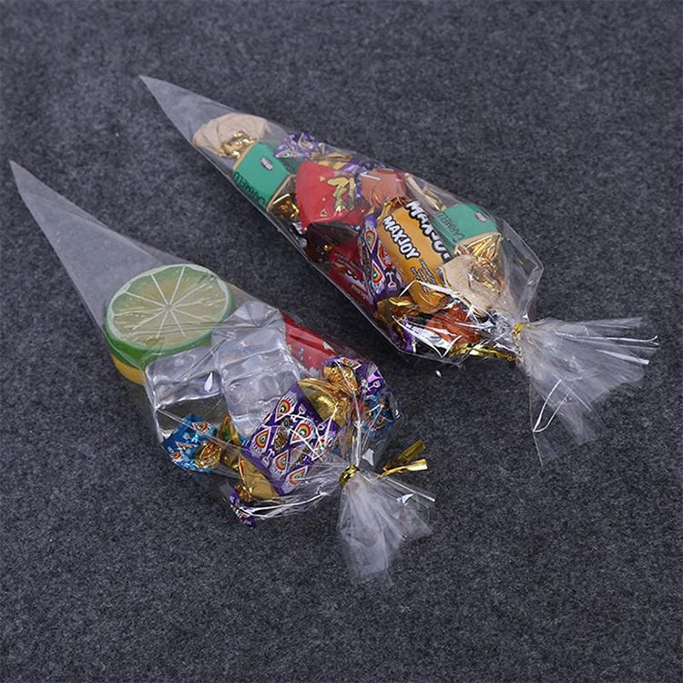 50pcs / Pack DIY Wedding Birthday Party Transparent Candy Cone Storage Bag