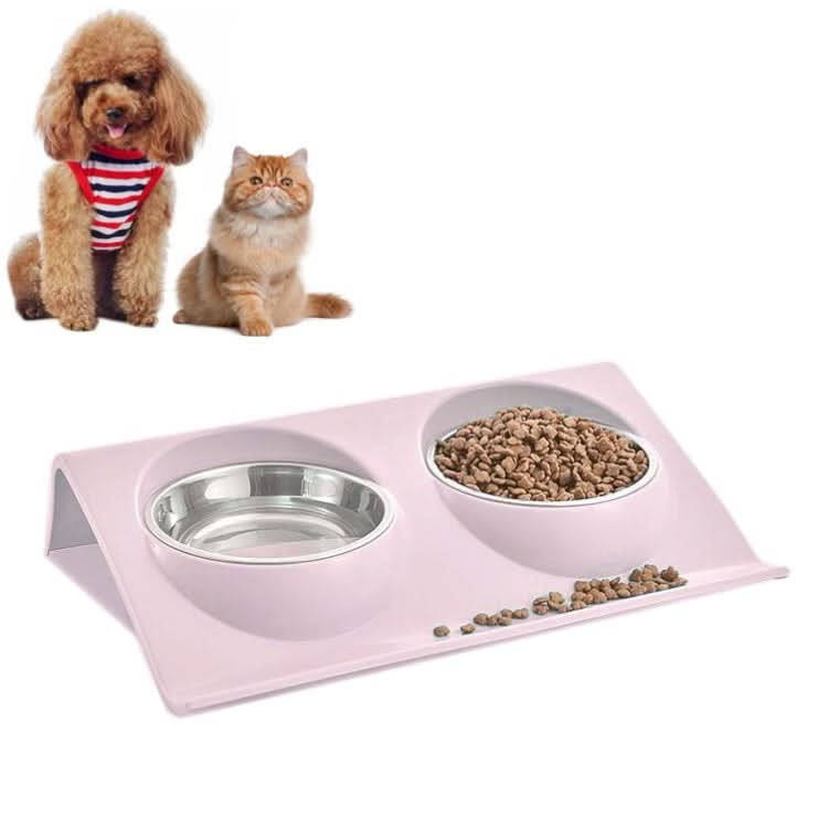 Stainless Steel Pet Bowl Slope Plastic Anti-skid Anti-splash Food Feeder - Reluova