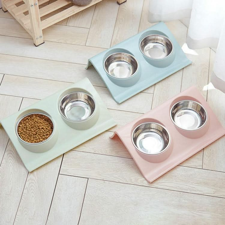 Stainless Steel Pet Bowl Slope Plastic Anti-skid Anti-splash Food Feeder - Reluova