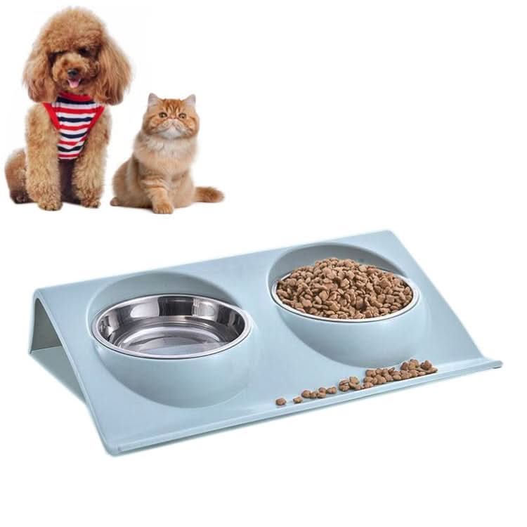 Stainless Steel Pet Bowl Slope Plastic Anti-skid Anti-splash Food Feeder - Reluova