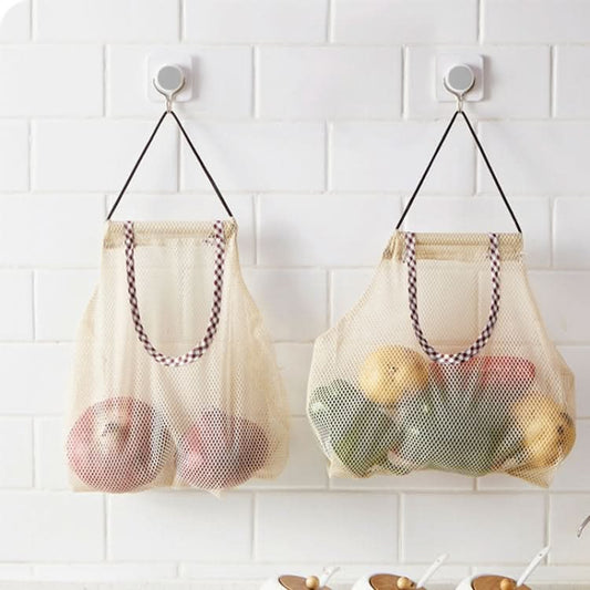 2 PCS Creative Kitchen Vegetable Onion Potato Storage Hanging Bag Hollow Breathable Mesh Bag Kitchen Garlic Ginger Mesh Storage Bag-Reluova