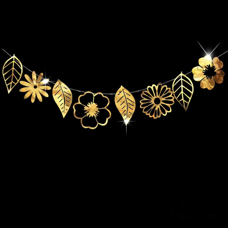 Hollow Flowers Leaves Wall Applique String Decoration Wedding Birthday Party Holiday Decoration