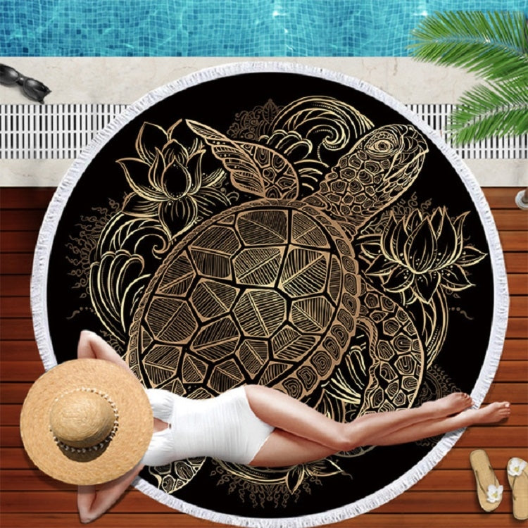 Animal Pattern Round Superfine Fiber Beach Towel with Tassel