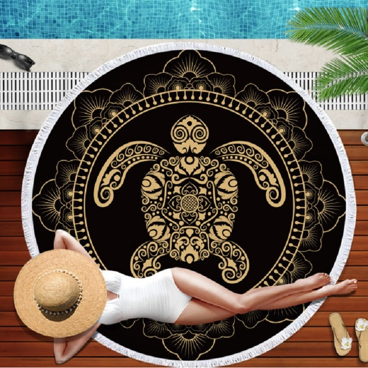 Animal Pattern Round Superfine Fiber Beach Towel with Tassel Reluova