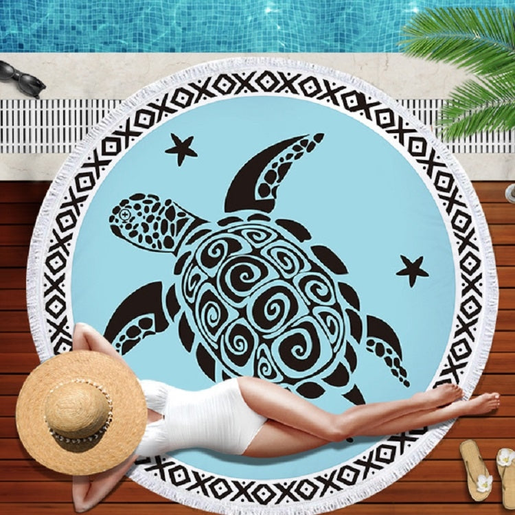 Animal Pattern Round Superfine Fiber Beach Towel with Tassel