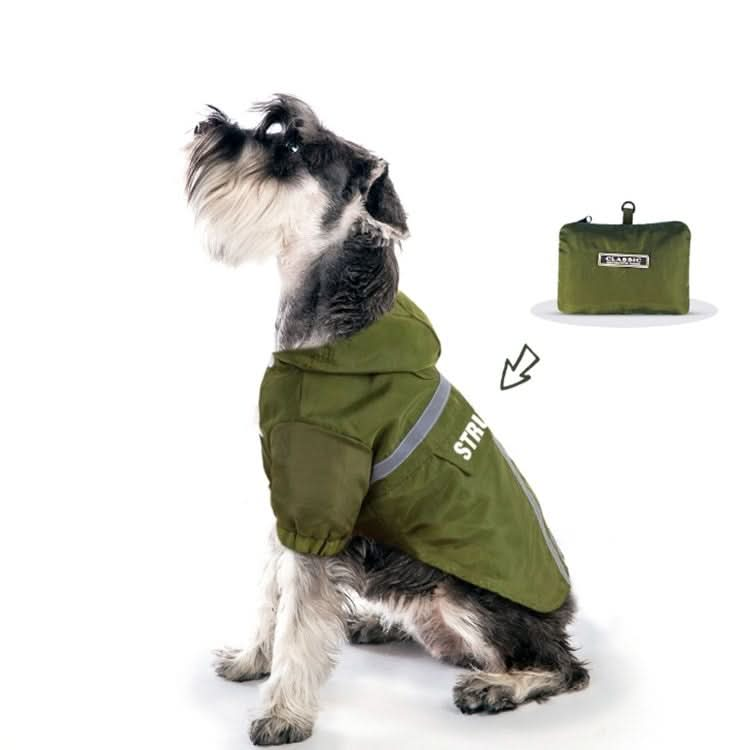 Foldable Reflective Stripe Hooded Pet Raincoat Dog Waterproof Clothing - Reluova