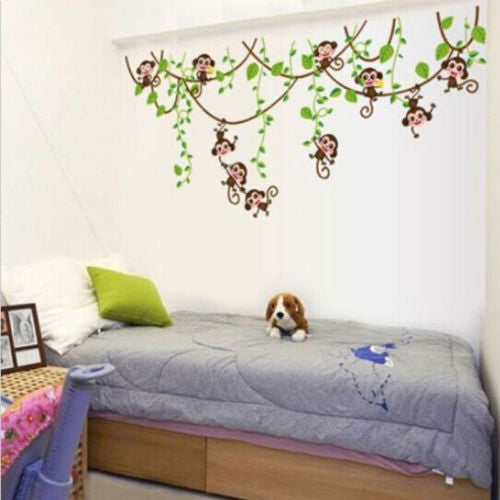 Removable Wall Sticker Decals Mural Jungle Nursery Monkey Home Decor My Store