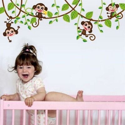 Removable Wall Sticker Decals Mural Jungle Nursery Monkey Home Decor My Store