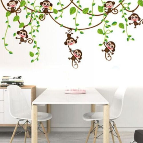 Removable Wall Sticker Decals Mural Jungle Nursery Monkey Home Decor My Store