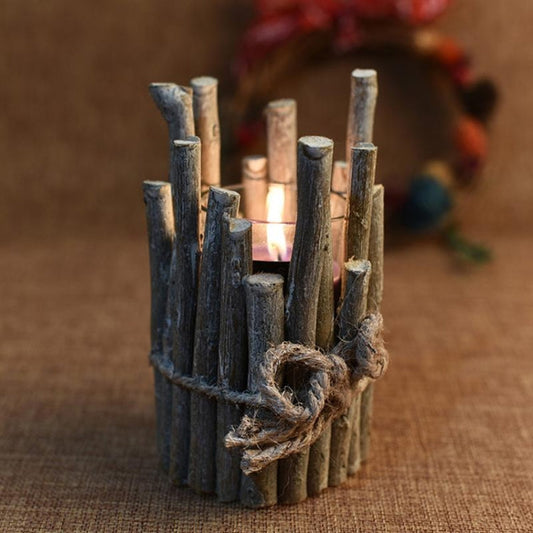 Christmas Decorations Retro Candlestick Home Decoration Candle Tube Creative Props Wood Crafts, Without Cnadle My Store