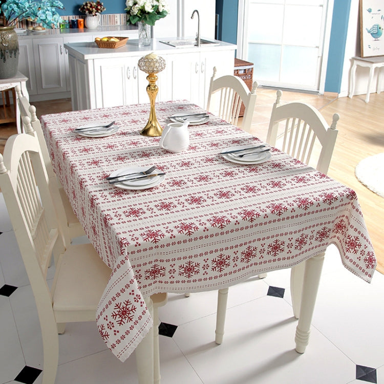 Linen Cotton Tablecloth Red Snowflakes Pattern Table Cloth Wedding Banquet Washable Table Cover Textiles My Store