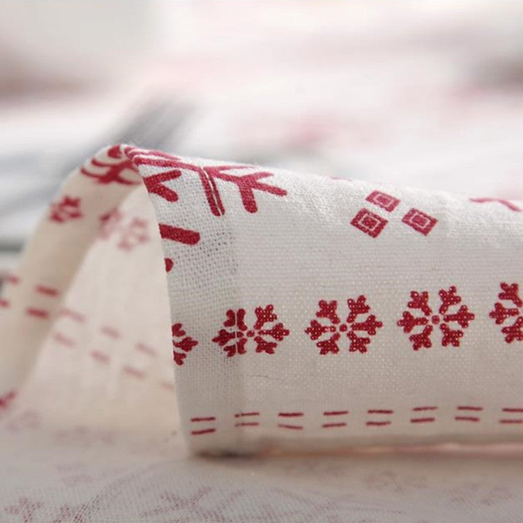 Linen Cotton Tablecloth Red Snowflakes Pattern Table Cloth Wedding Banquet Washable Table Cover Textiles My Store