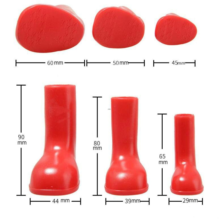 4 PCS/Set Pet Rain Boots Waterproof Non-slip Dog Shoes, Size:S(Red)-Reluova