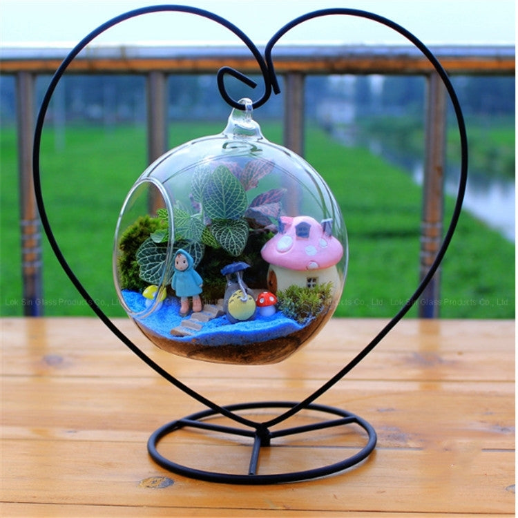 Heart-shaped Flower Stand Iron Frame Micro Landscape Ecological Bottle Shelf My Store