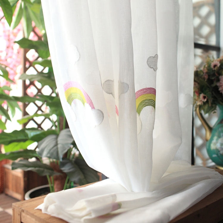 Rainbow Clouds Embroidered Tulle Children Curtains for Kids Bedroom Window Treatments Kitchen Curtains for Living Room