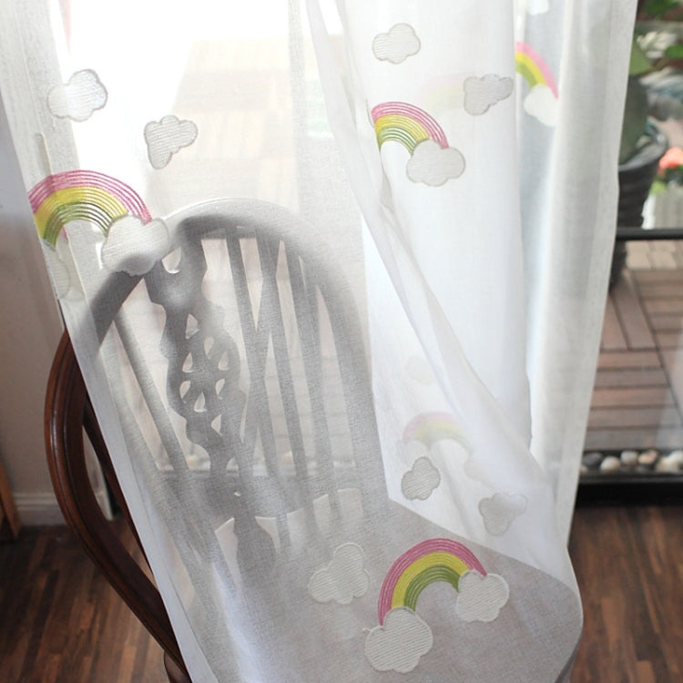 Rainbow Clouds Embroidered Tulle Children Curtains for Kids Bedroom Window Treatments Kitchen Curtains for Living Room