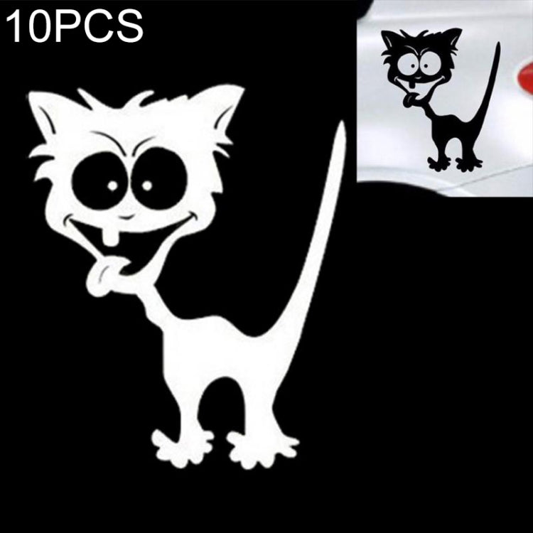 10 PCS Cat Pattern Car Styling Sticker Reflective Waterproof Vinyl Funny Car Sticker, Size: 13¡Á11cm