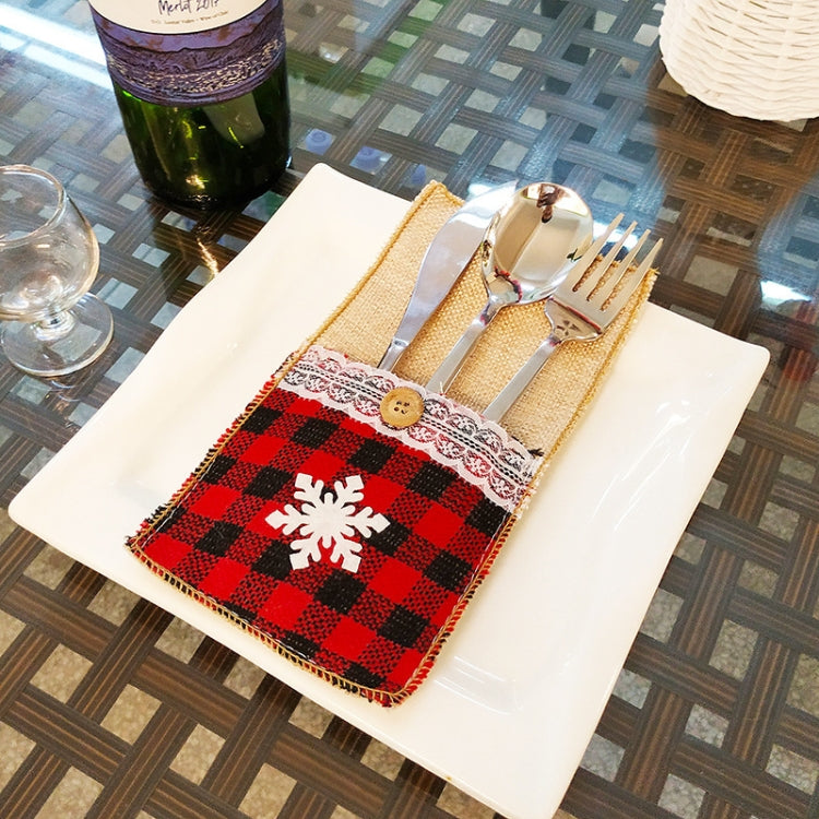 Christmas Knife And Fork Set Christmas Decorations Restaurant Hotel Decoration Checkered