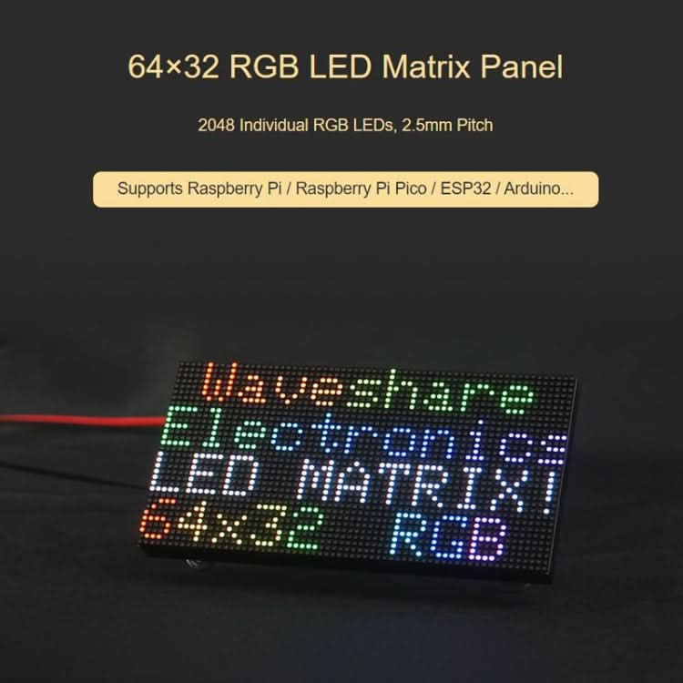 Waveshare RGB Full-color LED Matrix Panel, 2.5mm Pitch, 64x32 Pixels, Adjustable Brightness, 23707 My Store