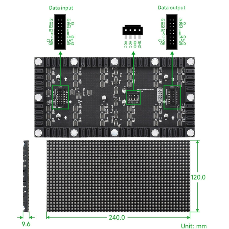 Waveshare Flexible RGB Full-color LED Matrix Panel, 2.5mm Pitch, 96x48 Pixels, Adjustable Brightness Bendable PCB