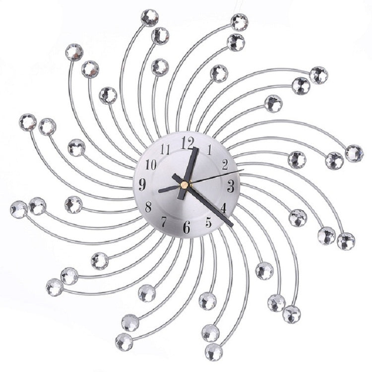 Wrought Iron Crystal Wall Clock Mute Metal Wall Clock for Living Room Bedroom My Store