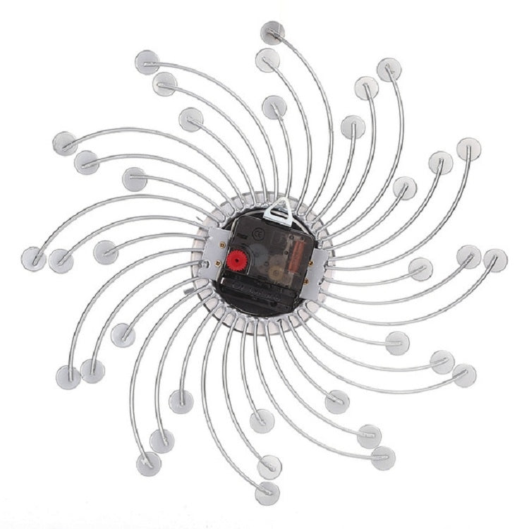 Wrought Iron Crystal Wall Clock Mute Metal Wall Clock for Living Room Bedroom