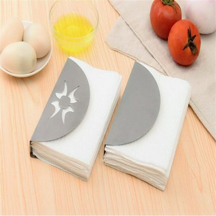 2 PCS Stainless Steel Western Fan-shaped Napkin Seat Napkin Holder Paper Towel Clip