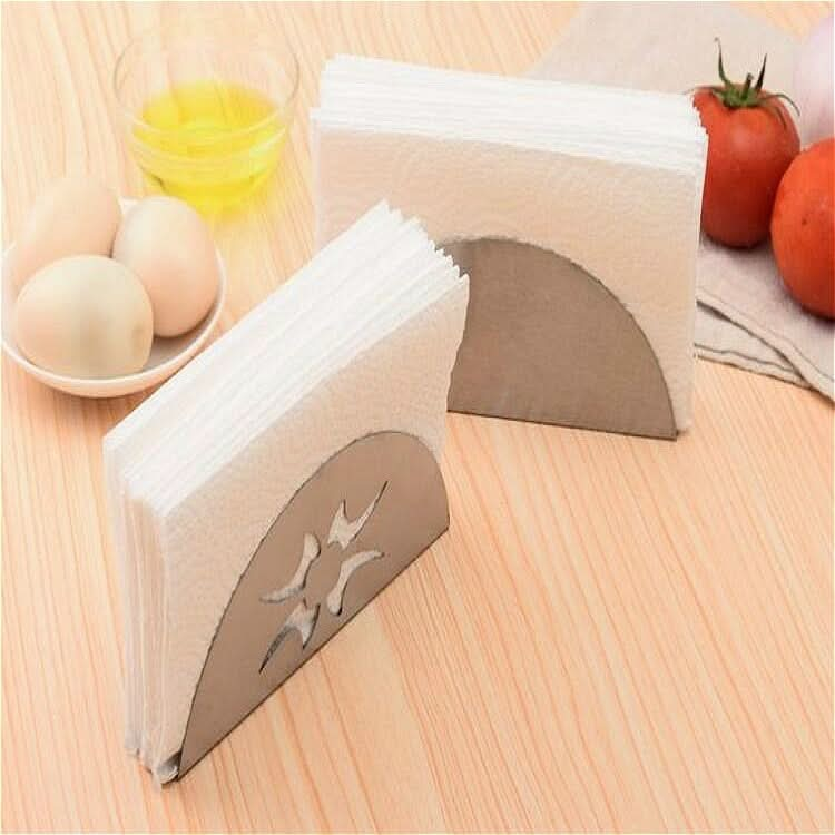 2 PCS Stainless Steel Western Fan-shaped Napkin Seat Napkin Holder Paper Towel Clip-Reluova