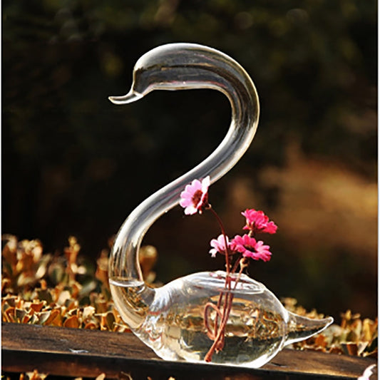 Swan Flower Vases Home Decoration Flower Pots Planters Wedding Decoration Vasos Party Gifts  Glass Crafts