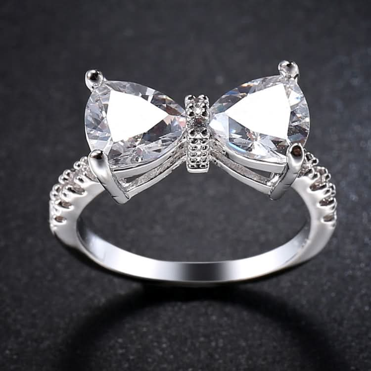 Female Fashion Lovely Bowknot Design Zircon Ring Reluova