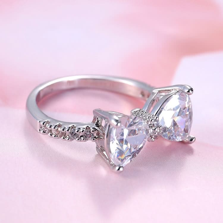 Female Fashion Lovely Bowknot Design Zircon Ring Reluova