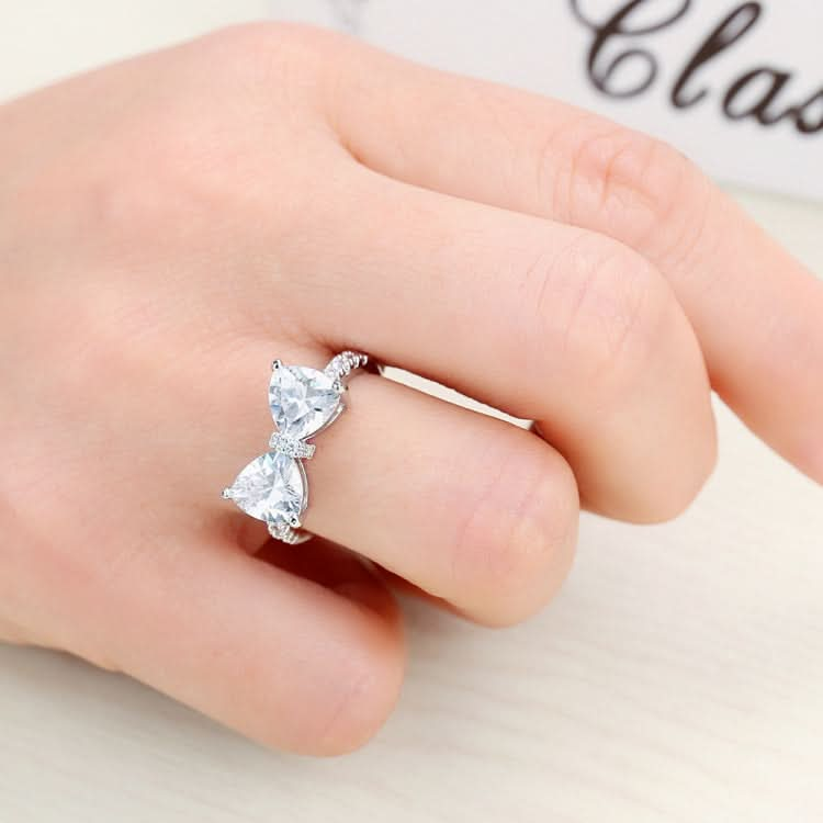 Female Fashion Lovely Bowknot Design Zircon Ring Reluova