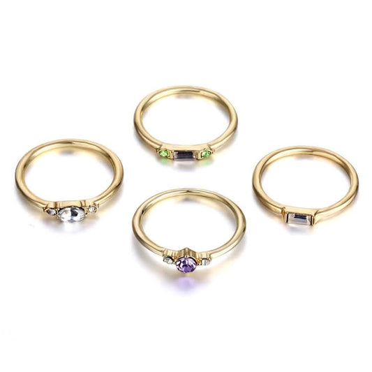 4 PCS Women Vintage Bohemian Crystal Zircon Ring Set-Reluova