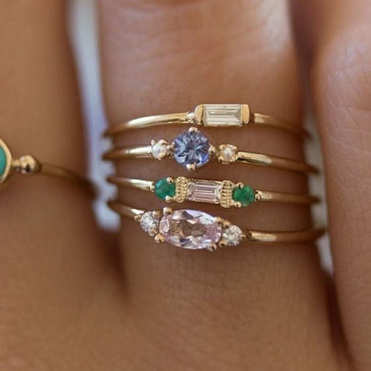 4 PCS Women Vintage Bohemian Crystal Zircon Ring Set-Reluova