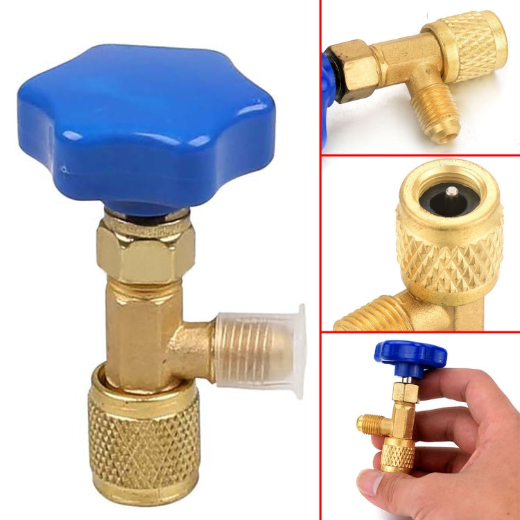 Blue Metal Valve Bottle Opener 1/4 SAE Connector Dispensing Refrigerant Valve Bottle Openers for R22 R134a R410A My Store