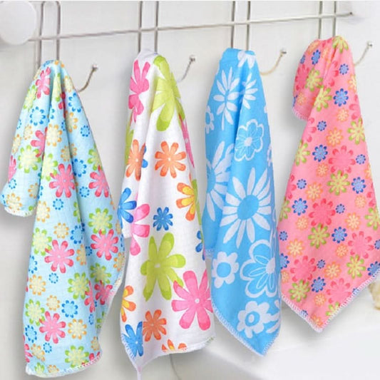 4 PCS / Set Microfiber Printed Flowers Cloth Cleaning Cloth-Reluova