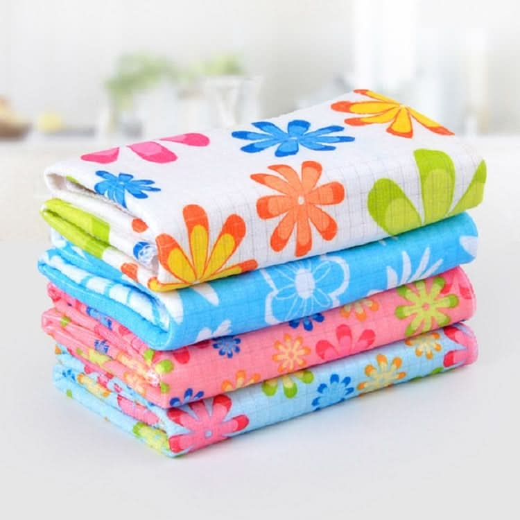 4 PCS / Set Microfiber Printed Flowers Cloth Cleaning Cloth-Reluova