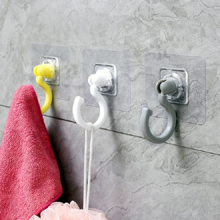 4pcs Rotatable Hook Wall Cupboard Door Coat Hook Ceiling Sticky Hook