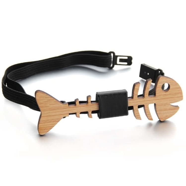 Hollow Fish Bone Shape Bamboo Wooden Bow Tie for Men Reluova