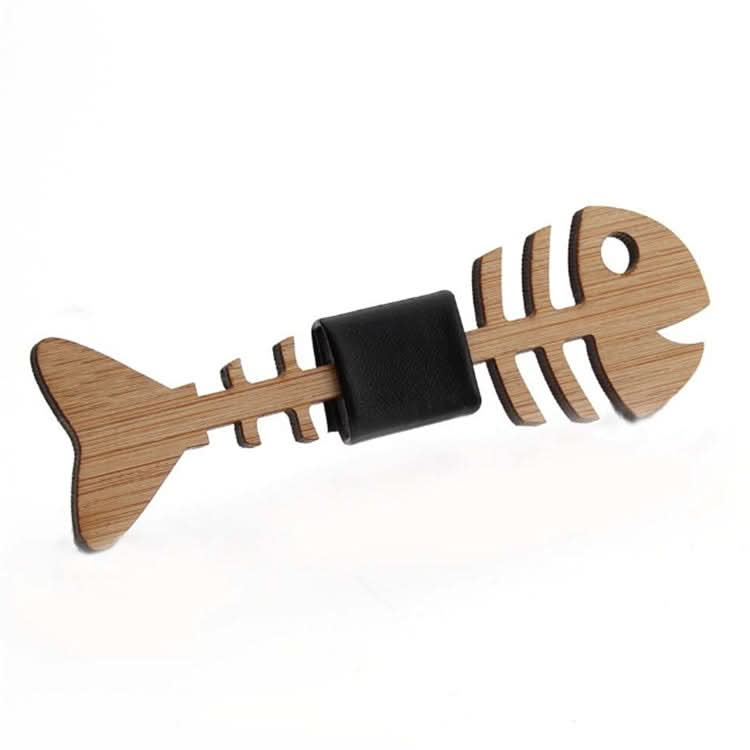 Hollow Fish Bone Shape Bamboo Wooden Bow Tie for Men Reluova