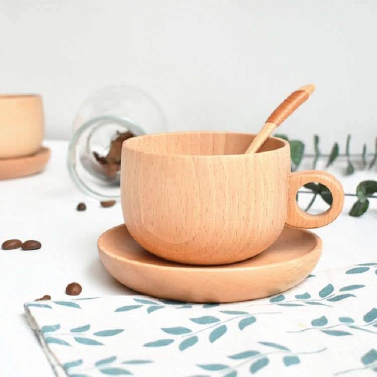 Beech Coffee Cup Wooden Water Cup Tea Cup with Handle - Reluova