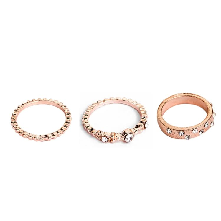 5 PCS/Set Fashion Women Rose Gold Rhinestone Elegant Rings Jewelry Set-Reluova