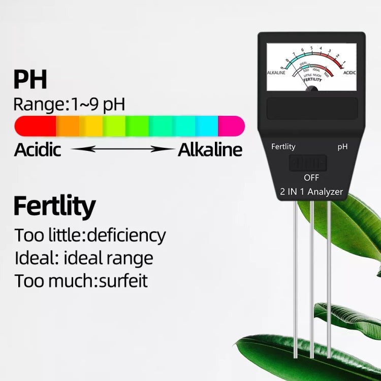 2 in 1 Soil PH Meter Fertility Tester Instrument Gardening Tools with 3 Probes-Reluova