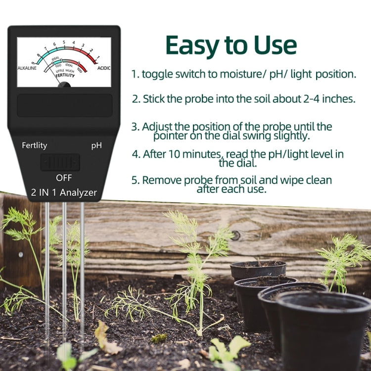 2 in 1 Soil PH Meter Fertility Tester Instrument Gardening Tools with 3 Probes-Reluova