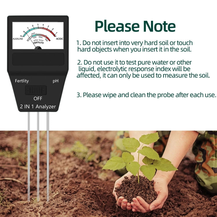 2 in 1 Soil PH Meter Fertility Tester Instrument Gardening Tools with 3 Probes-Reluova