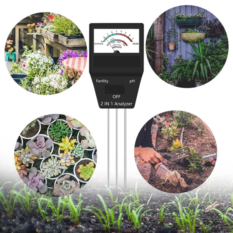 2 in 1 Soil PH Meter Fertility Tester Instrument Gardening Tools with 3 Probes-Reluova